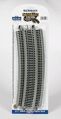 Curved Track w/Nickel Silver Rail & Gray Roadbed - E-Z Track(R) -- 35-1/2′ Radius 18-Degree , HO, Bachmann Industries 44507