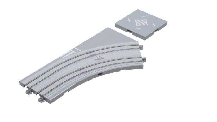 Street Track - Unitram -- Double Track Right Hand Curve 7-1/16′ 180mm Radius 45 Degrees, N, Kato USA Inc 40104