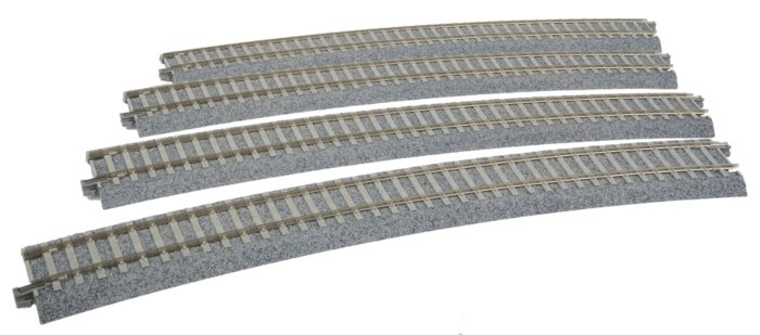 Superelevated Easement Curve Track w/Concrete Ties - Unitrack -- 31-1/8′ 790mm Radius, 22.5 Degree , HO, Kato USA Inc 2252