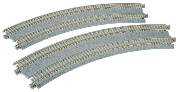 Unitrack CT Double-Track Superelevated Curve -- 45 Degrees, 11/12-3/8′ 28.2/31.5cm Radius, N, Kato USA Inc 20183