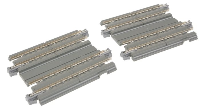 Straight Double Concrete Slab Track - Unitrack -- 2-7/16′ 6.2cm pkg(2), N, Kato USA Inc 20044