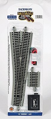 No. 5 Remote-Control Turnout, Nickel Silver Rail, Gray Roadbed - E-Z Track -- Left Hand, HO, Bachmann Industries 44565