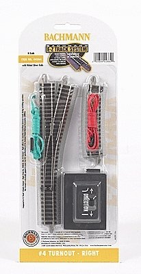 4 Turnout w/Nickel Silver Rail & Gray Roadbed - E-Z Track(R) -- Right Hand, N, Bachmann Industries 44864