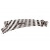 Code 100 Curved Double-Radius Turnout - Setrack -- Left Hand Insulfrog, HO, Peco ST245