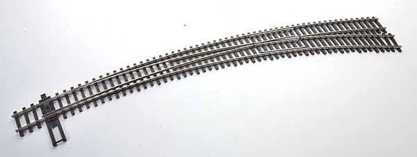 Code 83 Nickel Silver DCC-Friendly Curved Turnout - 24 and 28′ Radii -- Right Hand, HO, WalthersTrack 83064