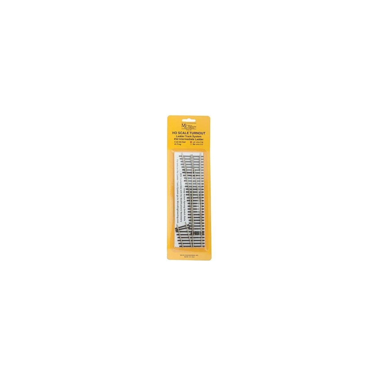 Code 83 Ladder Track System Turnout -- 5d Left-Hand Intermediate Ladder, HO, Micro Engineering 14716