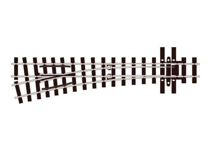 HOe (HOn2-1/2 HOn30′) Narrow Gauge Electrofrog Turnout w/Code 80 Rail -- Left Hand, HOn30, Peco SLE496