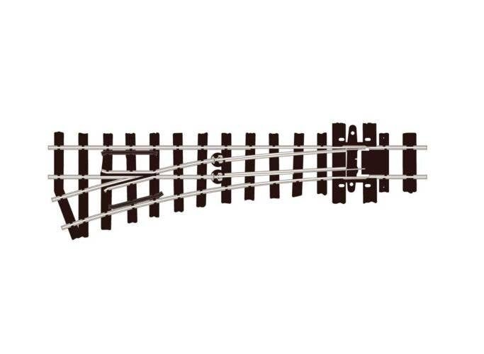 HOe (HOn2-1/2 HOn30`) Narrow Gauge Turnout w/Code 80 Rail -- 12` Radius, Left-Hand, HOn30, Peco SLE492