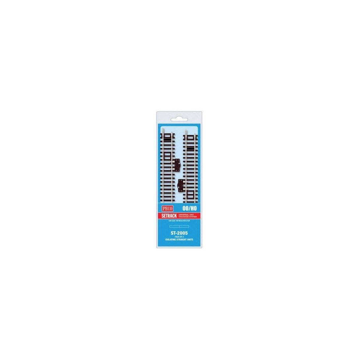 Code 100 Nickel Silver Isolating Straight w/Cutout Switch - Setrack -- 6-5/8′ 16.8cm pkg(2), HO, Peco ST2005