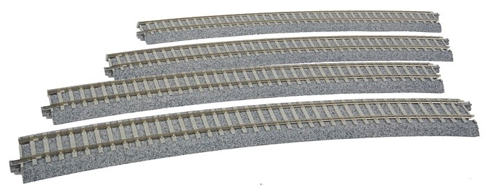 Superelevated Easement Curve Track w/Concrete Ties - Unitrack -- 28-3/4′ 730mm Radius, 22.5 Degree , HO, Kato USA Inc 2242