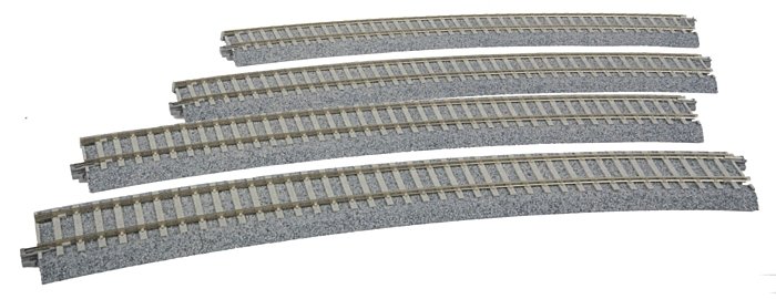 Superelevated Curve Track w/Concrete Ties - Unitrack -- 31-1/8′ 790mm Radius, 22.5 Degree Sections , HO, Kato USA Inc 2251