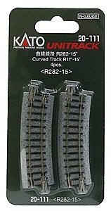 Curved Roadbed Track Section - Unitrack -- 15-Degree, 11′ 181mm Radius pkg(4), N, Kato USA Inc 20111