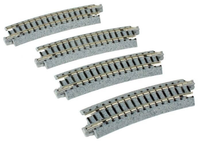 Curved Roadbed Track Section - Unitrack -- 15-Degree, 12-3/8′ 315mm Radius pkg(4), N, Kato USA Inc 20121