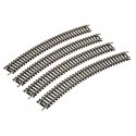 18′ Radius Curve 4-Pack -- Code 100 Nickel Silver, HO, Life-Like Products 3000