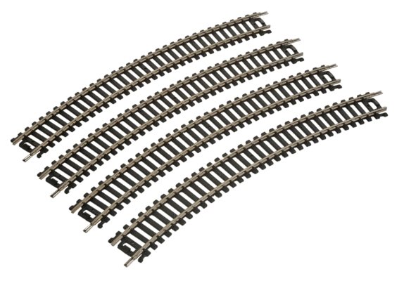 18′ Radius Curve 4-Pack -- Code 100 Nickel Silver, HO, Life-Like Products 3000
