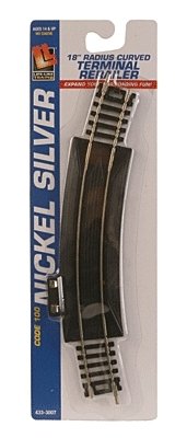 18′ Curved Terminal Rerailer -- Code 100 Nickel Silver, HO, Life-Like Products 3007