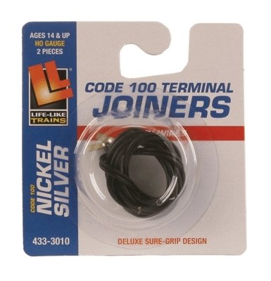 Terminal Joiners w/Black 22 Gauge Wire -- Code 100 Nickel Silver pkg(2), HO, Life-Like Products 3010