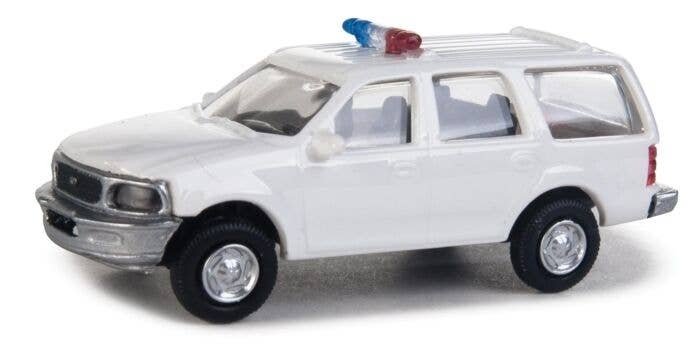 Ford(R) Expedition Special Service Vehicle (SSV) -- Police agency decals (white, nonworking, HO, Walthers SceneMaster 12044