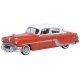 1954 Pontiac Chieftain 4-Door Sedan - Assembled -- Coral Red, Winter White, HO, Oxford Diecast 87PC54004