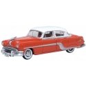 1954 Pontiac Chieftain 4-Door Sedan - Assembled -- Coral Red, Winter White, HO, Oxford Diecast 87PC54004