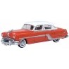 1954 Pontiac Chieftain 4-Door Sedan - Assembled -- Coral Red, Winter White, HO, Oxford Diecast 87PC54004