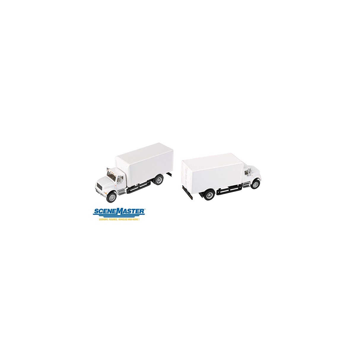 International(R) 4900 Single-Axle Box Van - Assembled -- White Cab & Box, HO, Walthers SceneMaster 11290