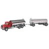 International(R) 7600 Tank Truck with Trailer- Assembled -- Red Cab, Chrome Tanks, HO, Walthers SceneMaster 11670