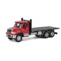 International(R) 7600 3-Axle Flatbed Truck - Assembled -- Red Cab, Black Flatbed, HO, Walthers SceneMaster 11652