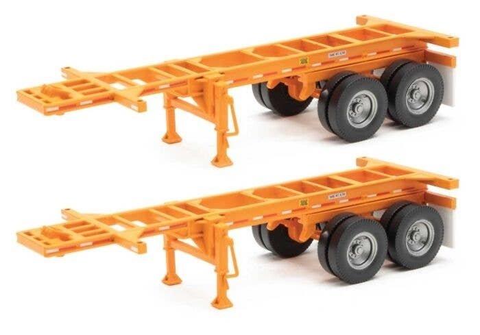 20′ Container Chassis (2-Pack) -- Orange, HO, Walthers SceneMaster 4502