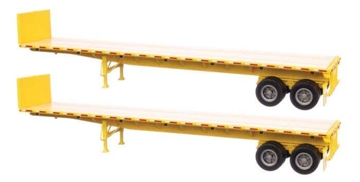 40′ Flatbed Trailer - Ready to Run - 2-Pack -- Yellow, HO, Walthers SceneMaster 2702