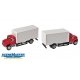 International(R) 4900 Single-Axle Box Van - Assembled -- Red Cab, White Body, HO, Walthers SceneMaster 11291