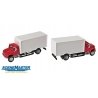 International(R) 4900 Single-Axle Box Van - Assembled -- Red Cab, White Body, HO, Walthers SceneMaster 11291