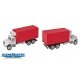 International(R) 4900 Dual-Axle Refrigerated Van - Assembled -- White Cab, Red Body, HO, Walthers SceneMaster 11391