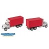 International(R) 4900 Dual-Axle Refrigerated Van - Assembled -- White Cab, Red Body, HO, Walthers SceneMaster 11391