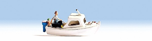 Fishing Boat w/Figures - Assembled, HO, Noch Gmbh & Co 16822
