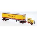 1955 Peterbilt 281 Semi Tractor with Van Trailer - Assembled -- Union Pacific (Armour Yellow, HO, Brekina Automodelle 85765