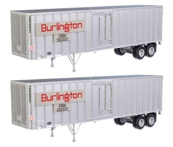 Flexi-Van 40′ Trailer 2-Pack - Assembled -- Chicago, Burlington & Quincy (Large Name Placard, HO, Walthers SceneMaster 2600