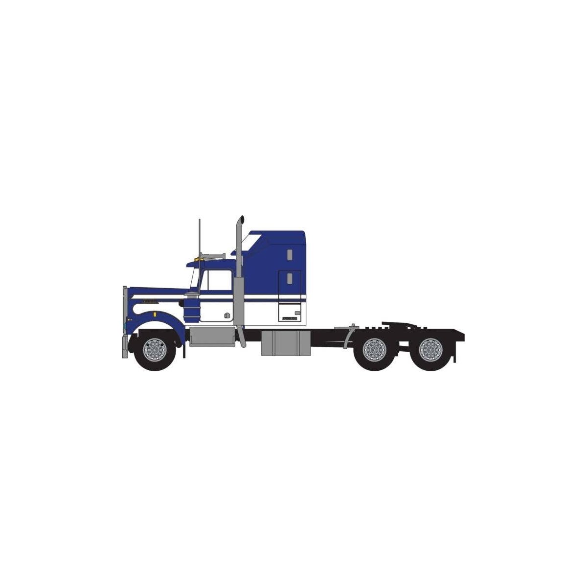 1970s Kenworth W900 Seminole Tractor w/60′ VIT Aerodyne Sleeper Cab- Assemb -- Blue, White, N, Trainworx Inc 49044