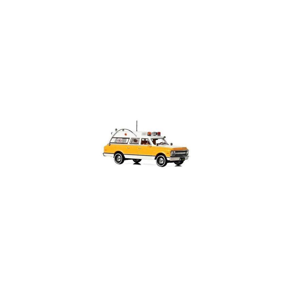 1969 Chevrolet C-10 Ambulance - Assembled -- Rampart General Los Angeles (yellow, white), 1/50, Iconic Replicas 500549