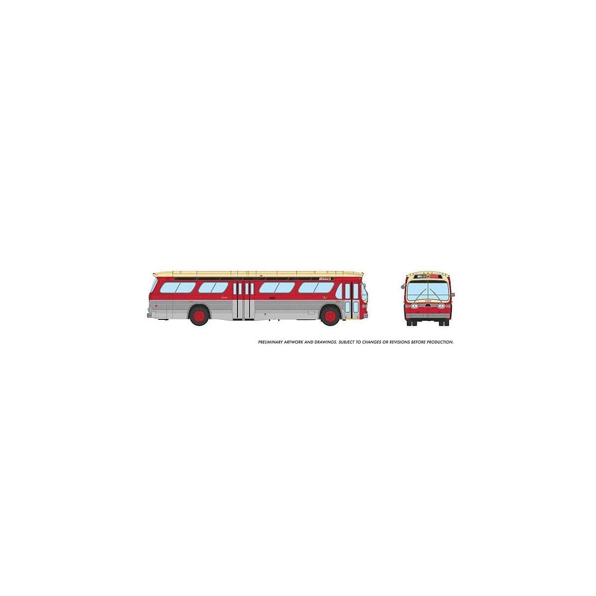 1959-1986 GM New Look/Fishbowl Bus - Deluxe Lighted - Assembled -- Toronto Transit Commission, HO, Rapido Trains Inc 751097