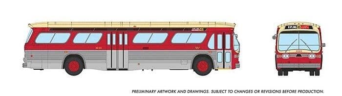 1959-1986 GM New Look/Fishbowl Bus - Deluxe Lighted - Assembled -- Toronto Transit Commission, HO, Rapido Trains Inc 751098