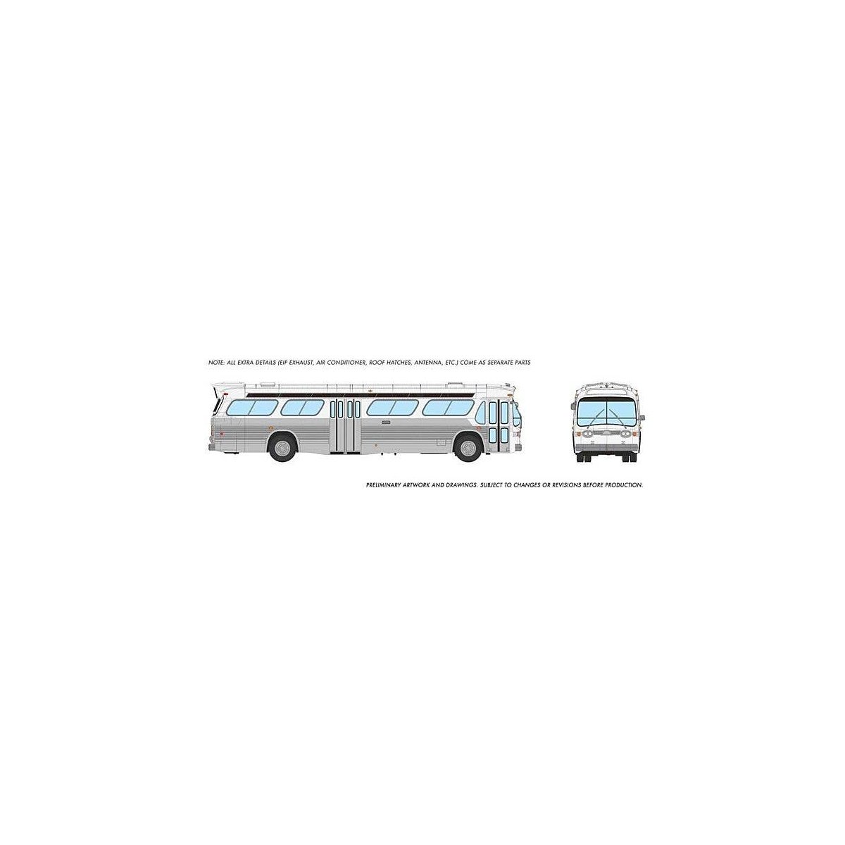 1959-1986 GM New Look/Fishbowl Bus - Deluxe Lighted - Assembled -- Painted, Unlettered (Trans, HO, Rapido Trains Inc 751037