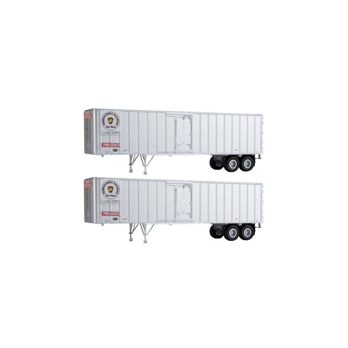 Flexi-Van 40′ Trailer 2-Pack - Assembled -- Pennsylvania Railroad (Truc-Train side doors), HO, Walthers SceneMaster 2609