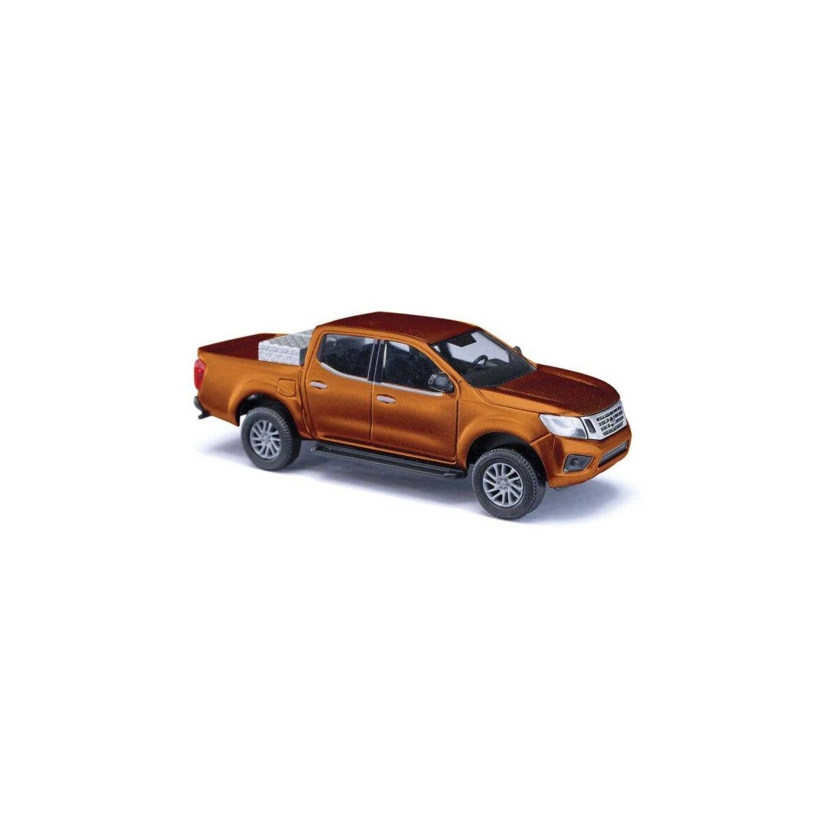 2015 Nissan Navara Crew-Cab Pickup Truck w/Bed Box - Assembled -- Metallic Gold, HO, Busch Gmbh & Co Kg 53720