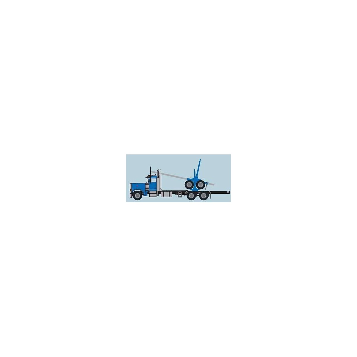 Peterbilt 379 Log Truck with Trailer - Assembled -- Blue, Black, N, Trainworx Inc 47984