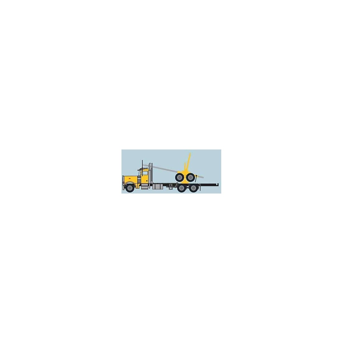 Peterbilt 379 Log Truck with Trailer - Assembled -- Yellow, Black, N, Trainworx Inc 47985