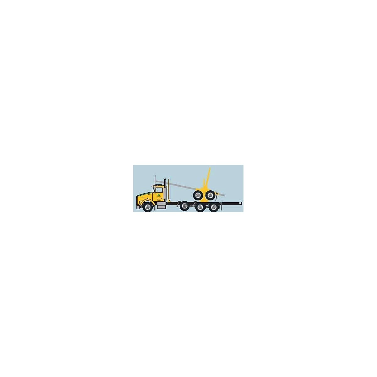 Kenworth T800 Log Truck with Trailer - Assembled -- Weyerhaeuser (yellow, green, black), N, Trainworx Inc 48086