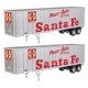 Flexi-Van 40′ Trailer 2-Pack - Assembled -- Santa Fe (Piggy Back Service end doors), HO, Walthers SceneMaster 2612