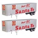 Flexi-Van 40′ Trailer 2-Pack - Assembled -- Santa Fe (Piggy Back Service end doors), HO, Walthers SceneMaster 2612