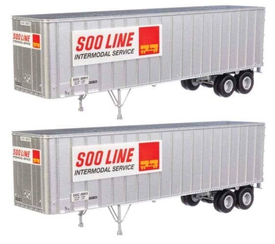 Flexi-Van 40′ Trailer 2-Pack - Assembled -- Soo Line (Intermodal Service placard end doors), HO, Walthers SceneMaster 2613